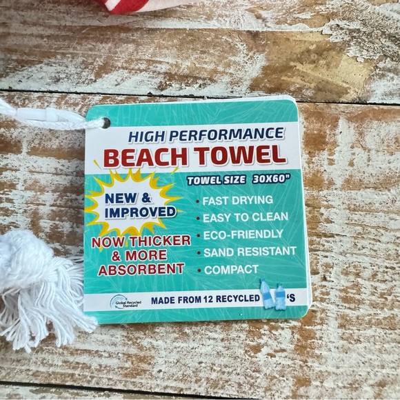 ❣️BeachTech High Performance Red Stripe Beach Towel❣️ ~large 30"x"60 - Picture 10 of 16
